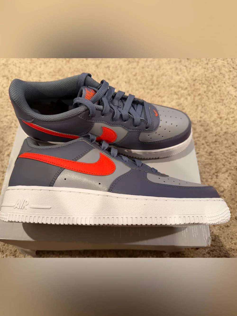 Nike Air Force 1 '07 LV8 Cool Grey Team Crimson Sneakers Size 6Y/7.5 Women’s